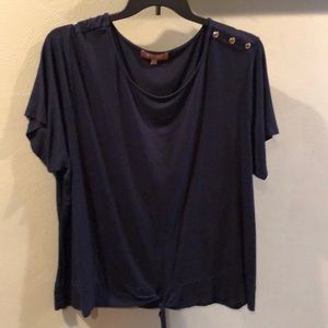 Ellen Tracy navy tie bottom blouse